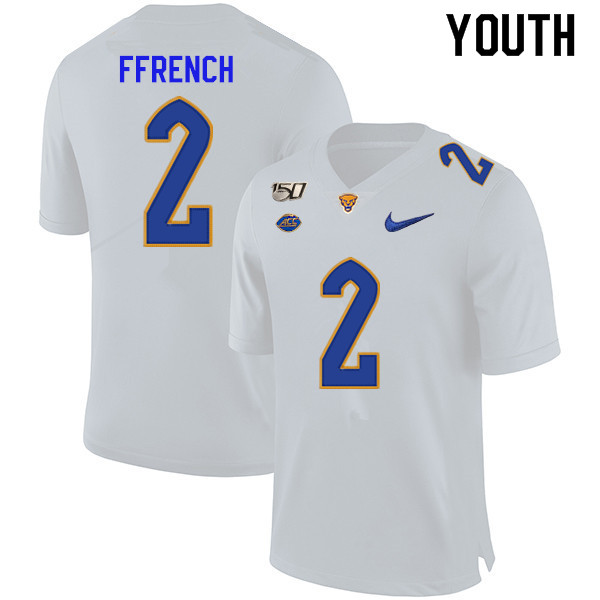 2019 Youth #2 Maurice Ffrench Pitt Panthers College Football Jerseys Sale-White
